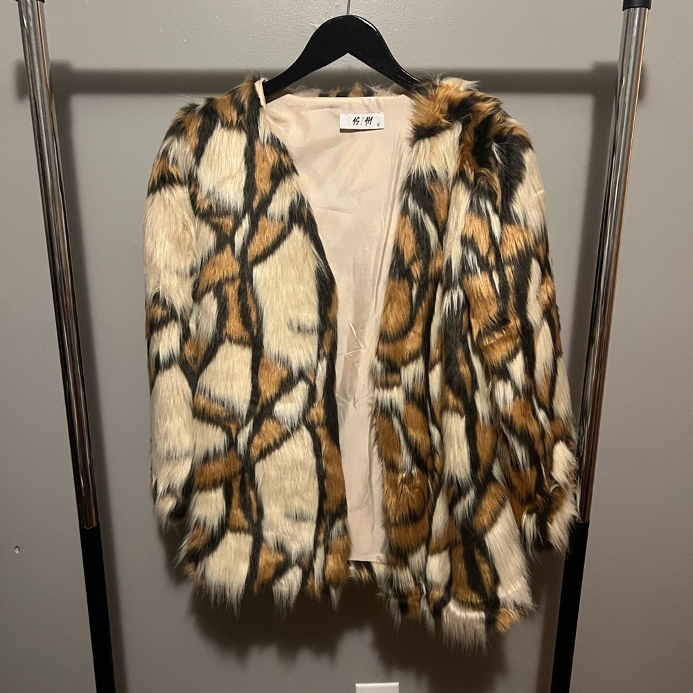As I Am Women's Faux Fur Jacket - Brown and Black